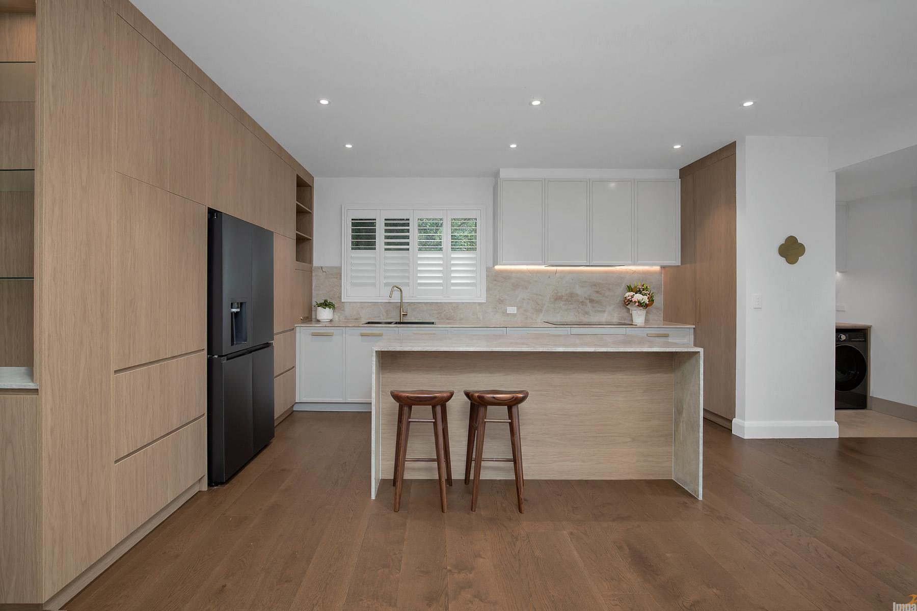 Textured calm timber micro shaker kitchen